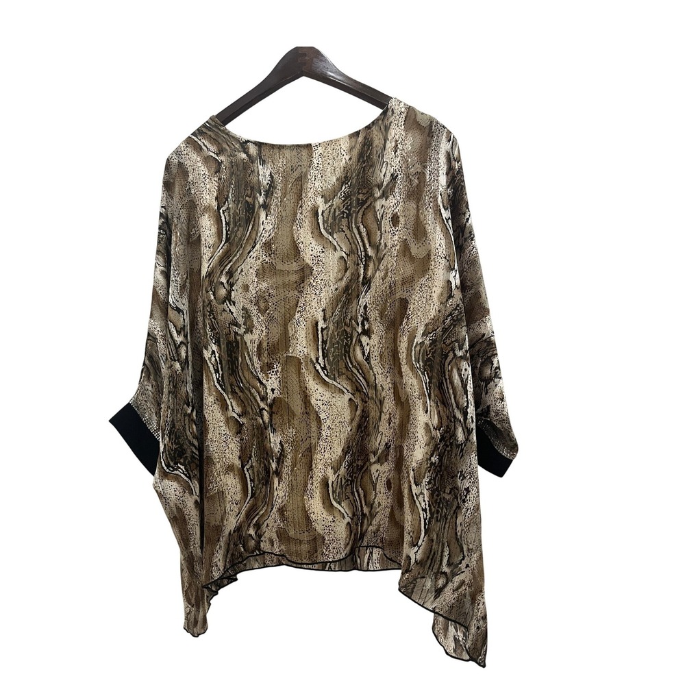 Princess Cruises Kaftan Top Women S Brown Good Abstract Animal Print Rhinestone